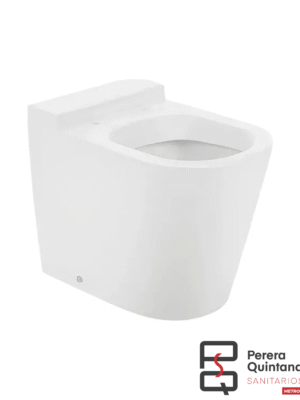 Inodoro corto Roca Inspira en porcelana blanca, diseño compacto y moderno.