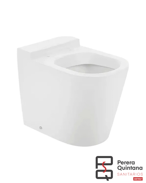 Inodoro corto Roca Inspira en porcelana blanca, diseño compacto y moderno.