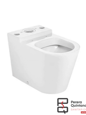 Inodoro largo Roca Inspira en porcelana blanca, diseño elegante y contemporáneo.