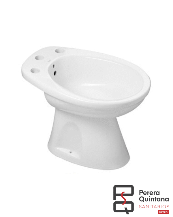 Bidet Roca Italiana de 3 agujeros en porcelana blanca, diseño clásico y versátil.