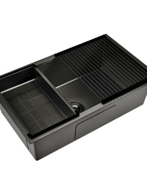 BAI01N_Bacha-acero-inoxidable-Black_01 Bacha de Cocina de Acero Inoxidable Brushed Black Gun (750x450x220)
