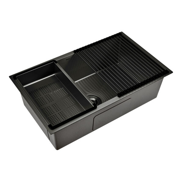 Bacha de Cocina de Acero Inoxidable Brushed Black Gun (750x450x220)